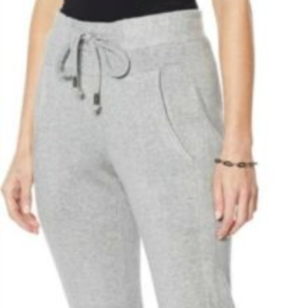 Democracy Cozy Fleece Knit Jogger Pant Heather Gray 1X NEW